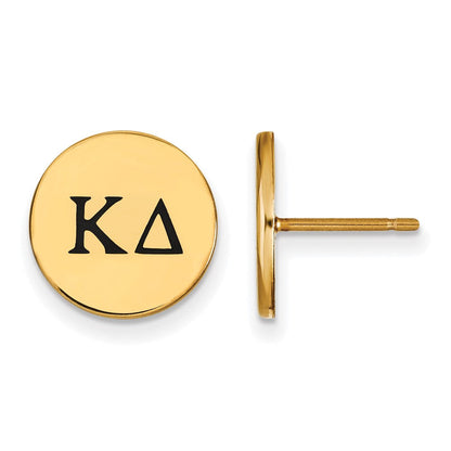 Vergoldet Sterlingsilber Logoart Kappa Delta Sorority Greek Buchstaben Schwarz Emaille Ohrstecker