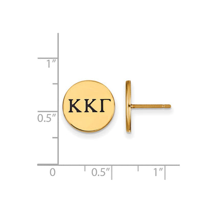 Vergoldet Sterlingsilber Logoart Kappa Gamma Sorority Greek Buchstaben Schwarz Emaille Ohrstecker