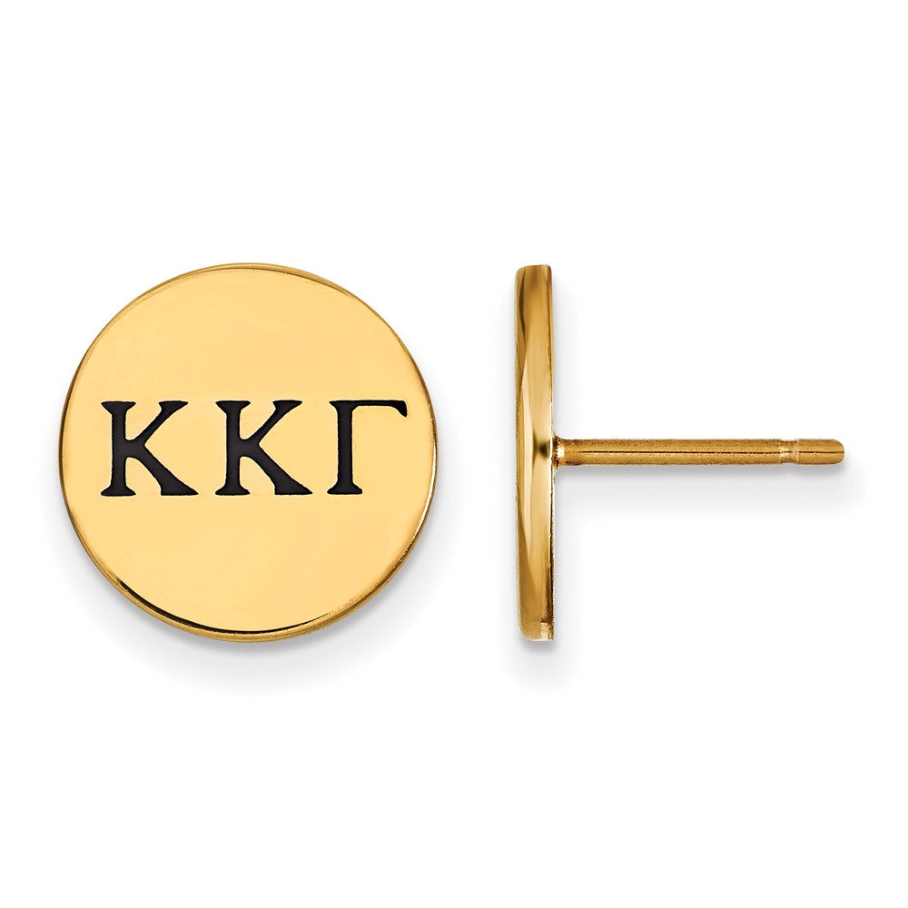 Vergoldet Sterlingsilber Logoart Kappa Gamma Sorority Greek Buchstaben Schwarz Emaille Ohrstecker
