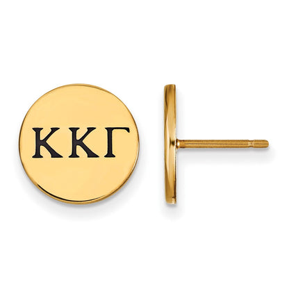 Vergoldet Sterlingsilber Logoart Kappa Gamma Sorority Greek Buchstaben Schwarz Emaille Ohrstecker