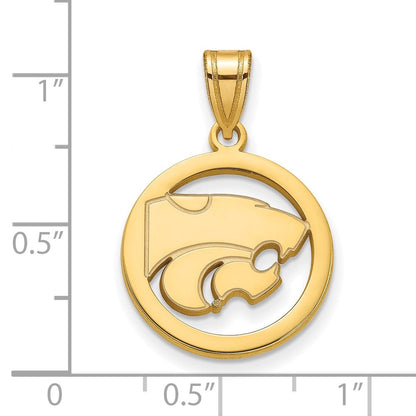 Vergoldet Sterlingsilber Logoart Kansas State University Wildkatze Mittel Kreis Anhänger