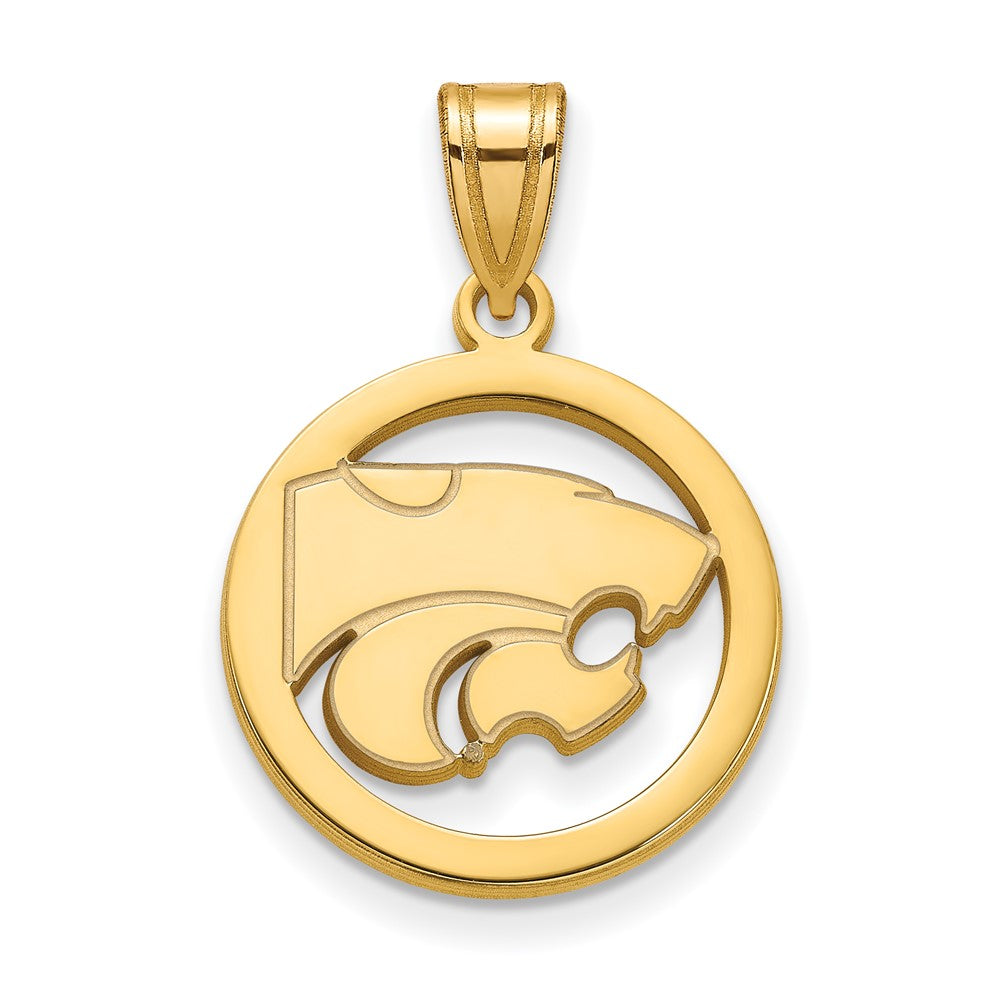 Vergoldet Sterlingsilber Logoart Kansas State University Wildkatze Mittel Kreis Anhänger