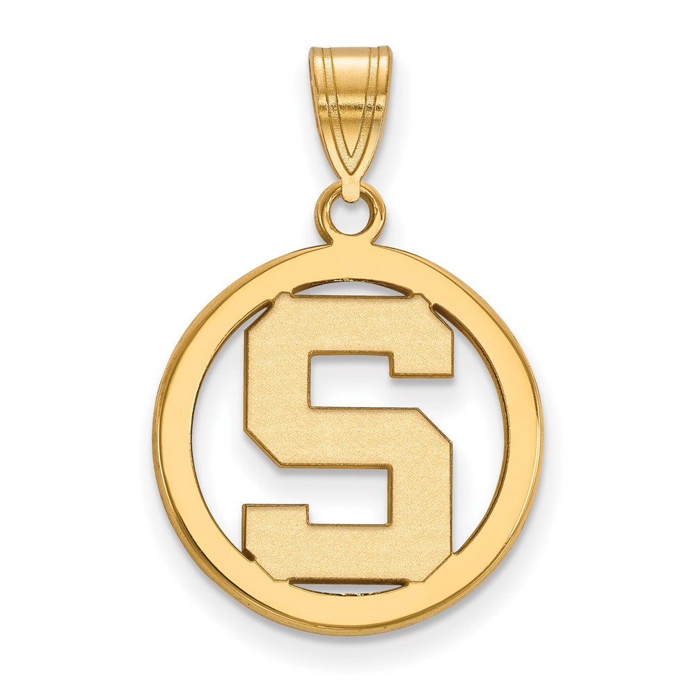 Vergoldet Sterlingsilber Logoart Michigan State University Buchstabe S Klein Kreis Anhänger