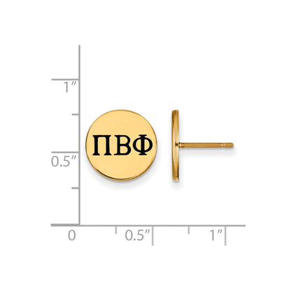 Vergoldet Sterlingsilber Logoart Pi Beta Phi Sorority Greek Buchstaben Schwarz Emaille Ohrstecker