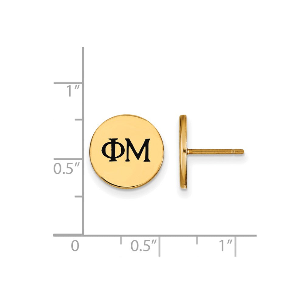 Vergoldet Sterlingsilber Logoart Phi Mu Sorority Greek Buchstaben Schwarz Emaille Ohrstecker