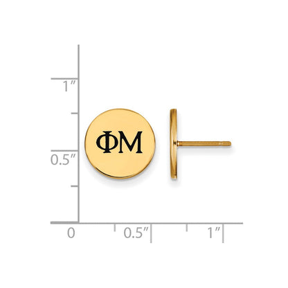 Vergoldet Sterlingsilber Logoart Phi Mu Sorority Greek Buchstaben Schwarz Emaille Ohrstecker