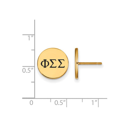 Vergoldet Sterlingsilber Logoart Phi Sigma Sorority Greek Buchstaben Schwarz Emaille Ohrstecker