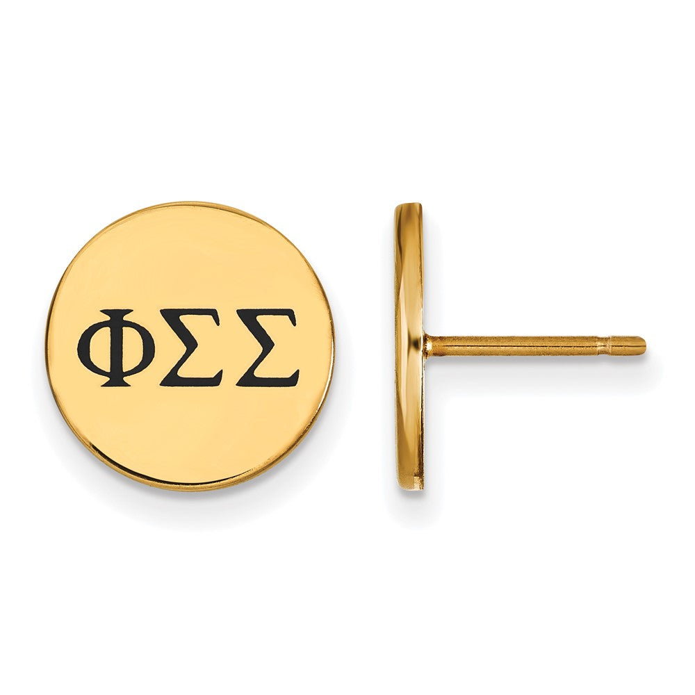 Vergoldet Sterlingsilber Logoart Phi Sigma Sorority Greek Buchstaben Schwarz Emaille Ohrstecker