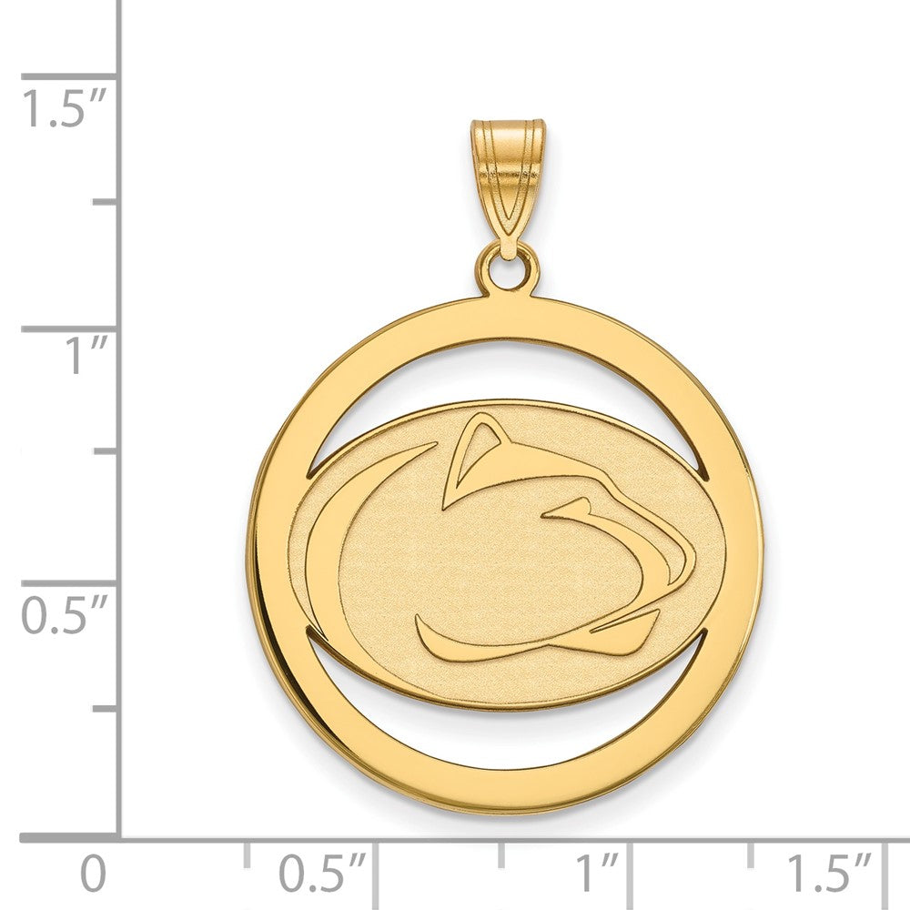 Vergoldet Sterlingsilber Logoart Penn State University Löwe Extra Groß Kreis Anhänger