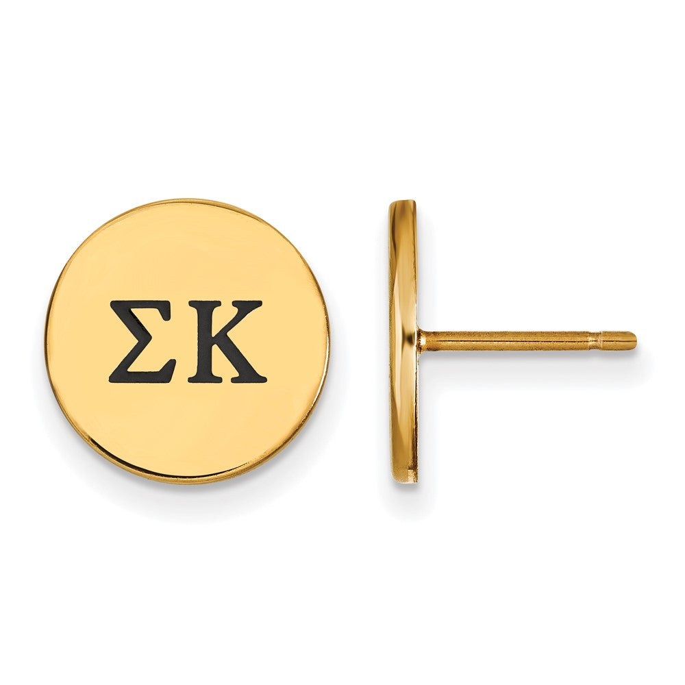 Vergoldet Sterlingsilber Logoart Sigma Kappa Sorority Greek Buchstaben Schwarz Emaille Ohrstecker