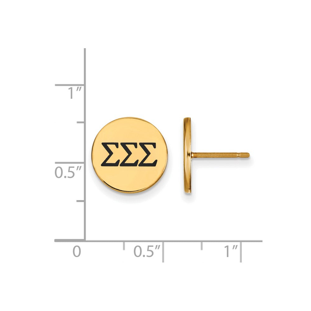 Vergoldet Sterlingsilber Logoart Sigma Sorority Greek Buchstaben Schwarz Emaille Ohrstecker