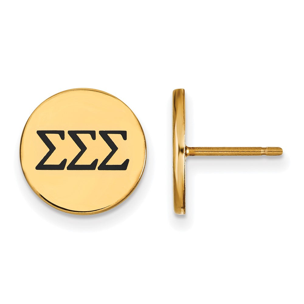 Vergoldet Sterlingsilber Logoart Sigma Sorority Greek Buchstaben Schwarz Emaille Ohrstecker