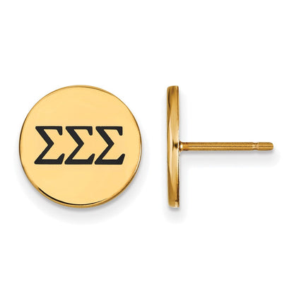 Vergoldet Sterlingsilber Logoart Sigma Sorority Greek Buchstaben Schwarz Emaille Ohrstecker