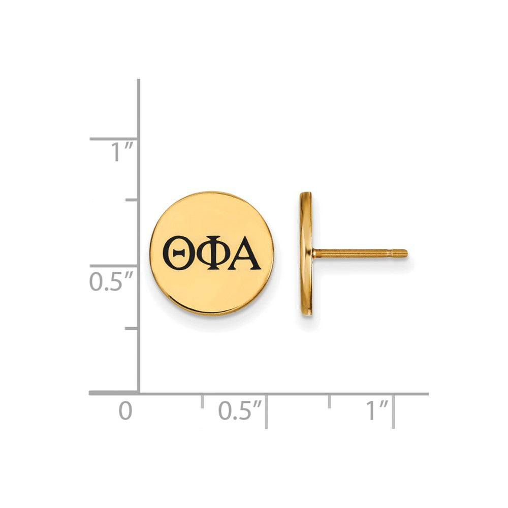 Vergoldet Sterlingsilber Logoart Theta Phi Alpha Sorority Greek Buchstaben Schwarz Emaille Ohrstecker