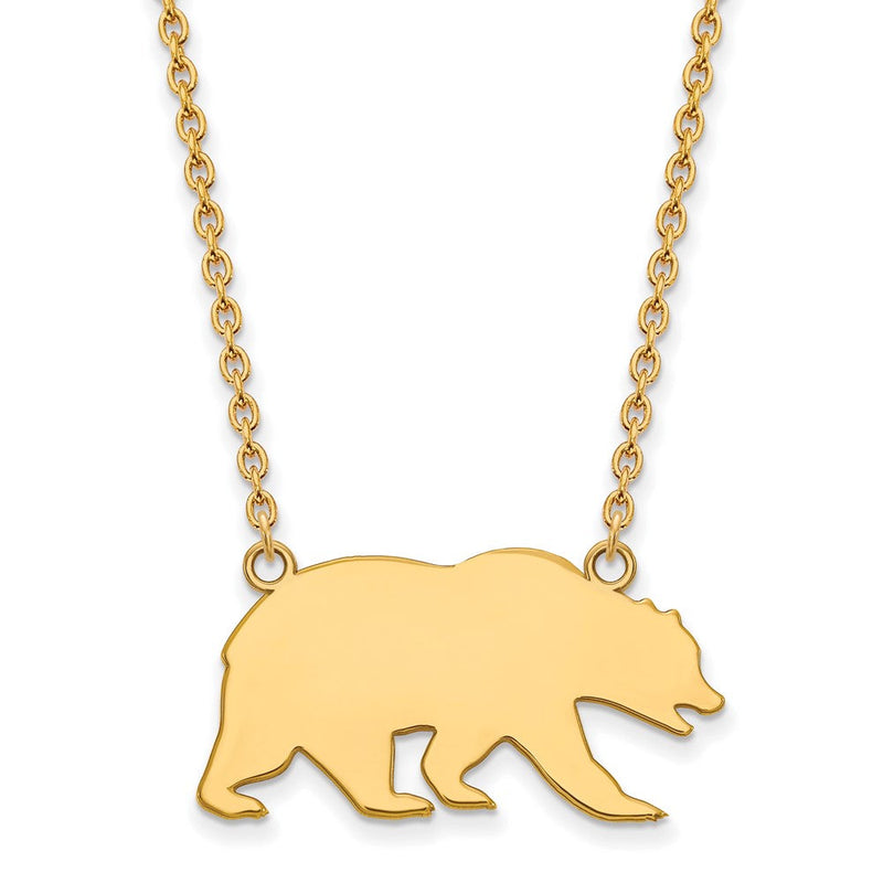 Vergoldet Sterlingsilber Logoart University Of California Berkeley Bär Groß Anhänger 18 Zoll Halskette