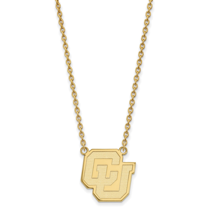 10K Gelbgold Logoart University Of Colorado C U Groß Anhänger 18 Zoll Halskette