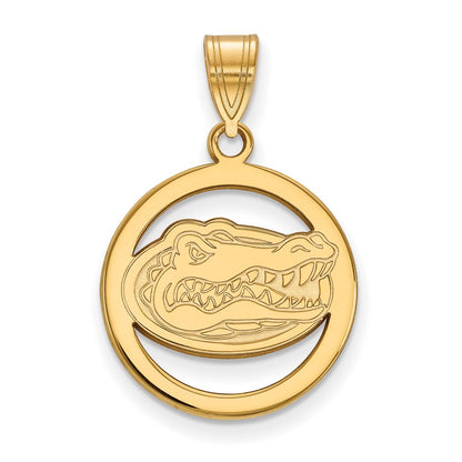 Vergoldet Sterlingsilber Logoart University Of Florida Gator Mittel Kreis Anhänger