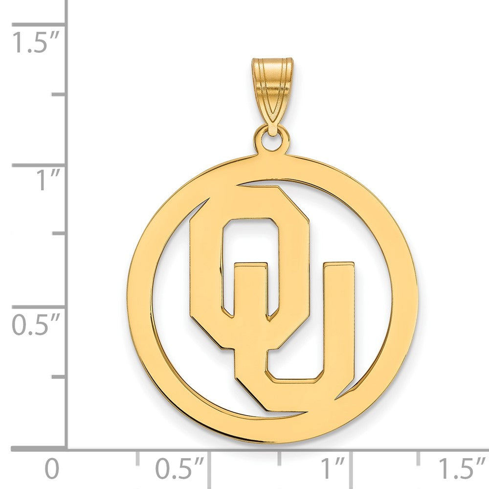 Vergoldet Sterlingsilber Logoart University Of Oklahoma O U Extra Groß Kreis Anhänger