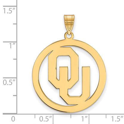 Vergoldet Sterlingsilber Logoart University Of Oklahoma O U Extra Groß Kreis Anhänger