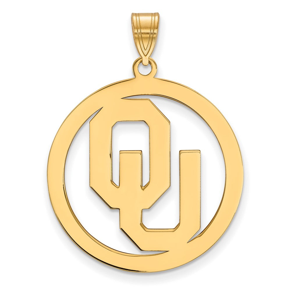 Vergoldet Sterlingsilber Logoart University Of Oklahoma O U Extra Groß Kreis Anhänger