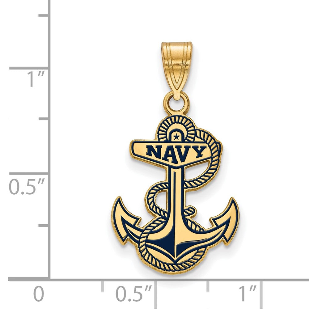 Vergoldet Sterlingsilber Logoart Us Naval Akademie Anker Groß Emailliert Anhänger