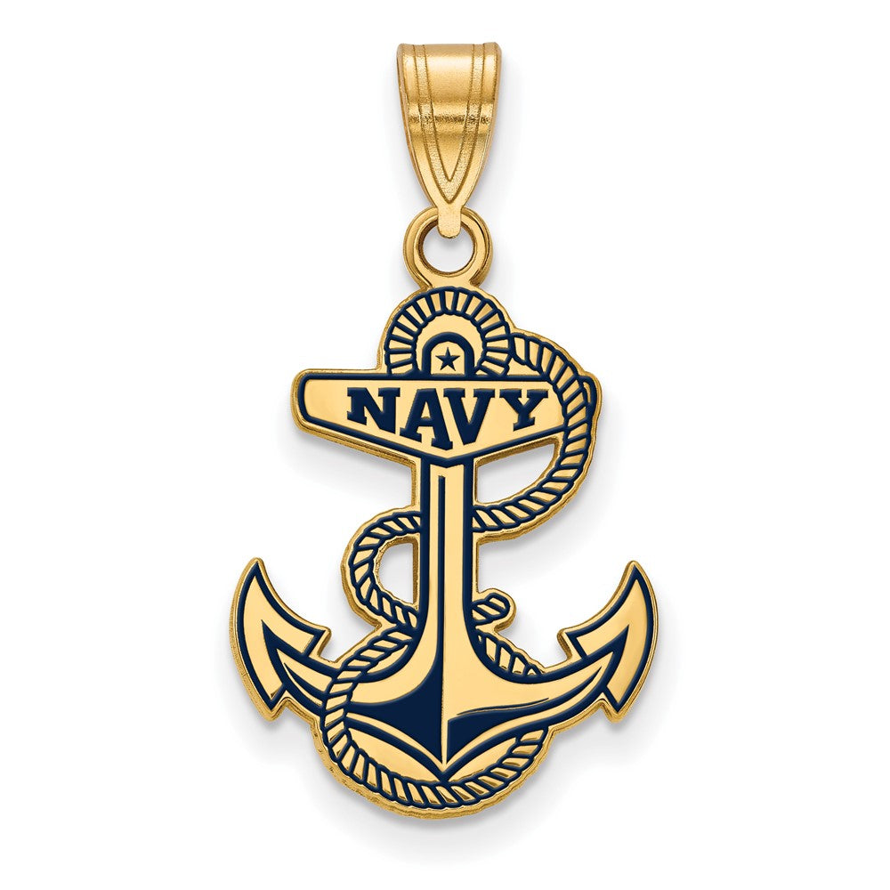 Vergoldet Sterlingsilber Logoart Us Naval Akademie Anker Groß Emailliert Anhänger