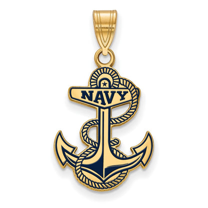 Vergoldet Sterlingsilber Logoart Us Naval Akademie Anker Groß Emailliert Anhänger