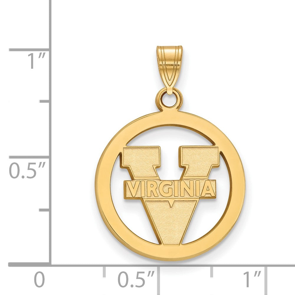 Vergoldet Sterlingsilber Logoart University Of Virginia Klein Kreis Anhänger