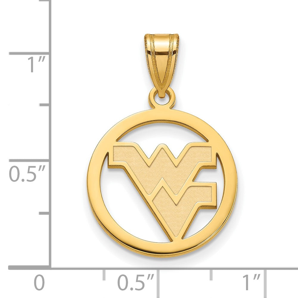 Vergoldet Sterlingsilber Logoart West Virginia University W V Mittel Kreis Anhänger