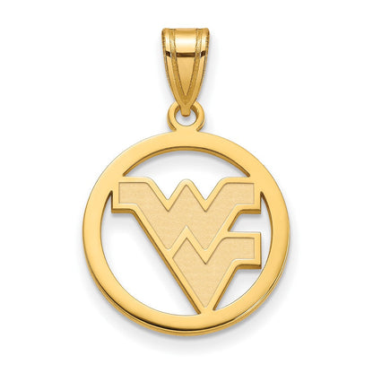 Vergoldet Sterlingsilber Logoart West Virginia University W V Mittel Kreis Anhänger