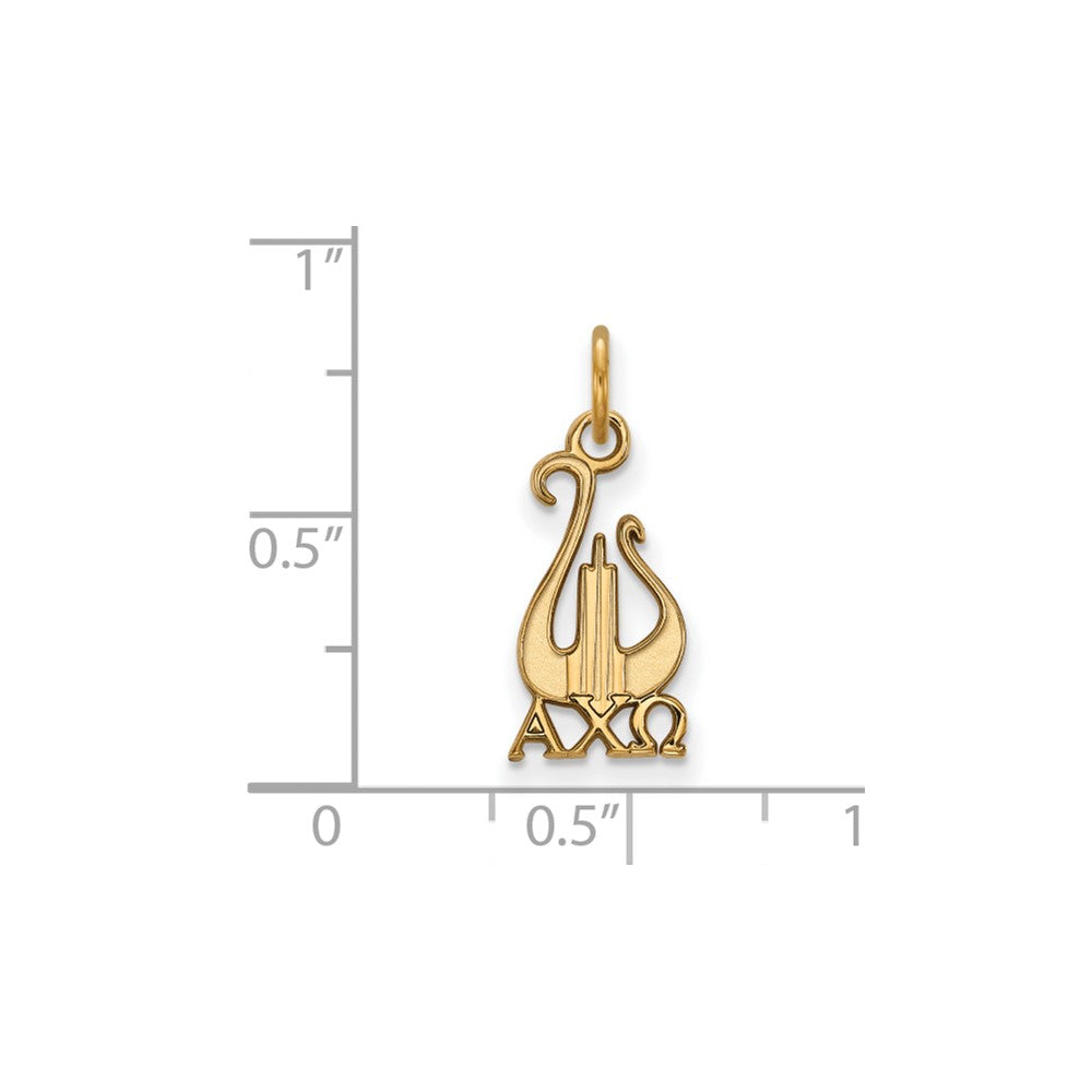 Vergoldet Sterlingsilber Logoart Alpha Chi Omega Sorority Symbol Klein Anhänger