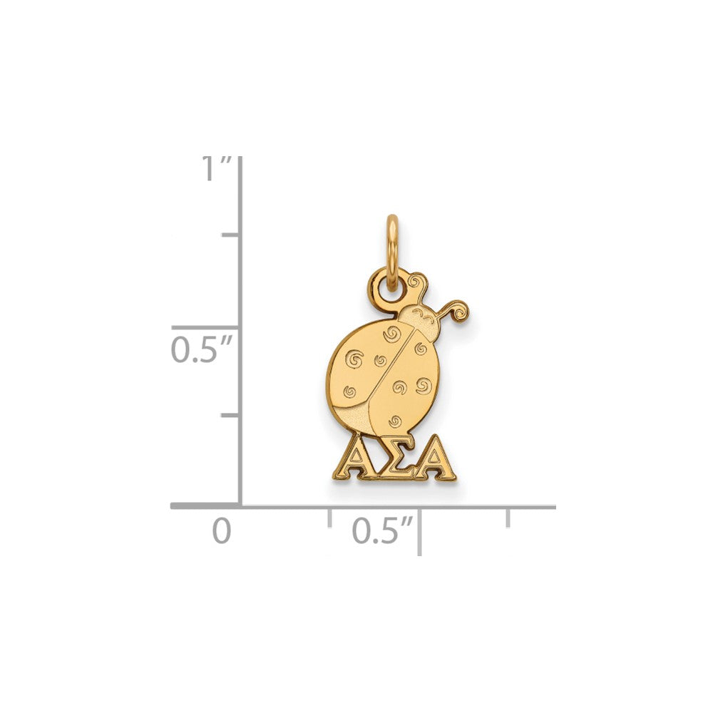 Vergoldet Sterlingsilber Logoart Alpha Sigma Sorority Symbol Extra Klein Anhänger