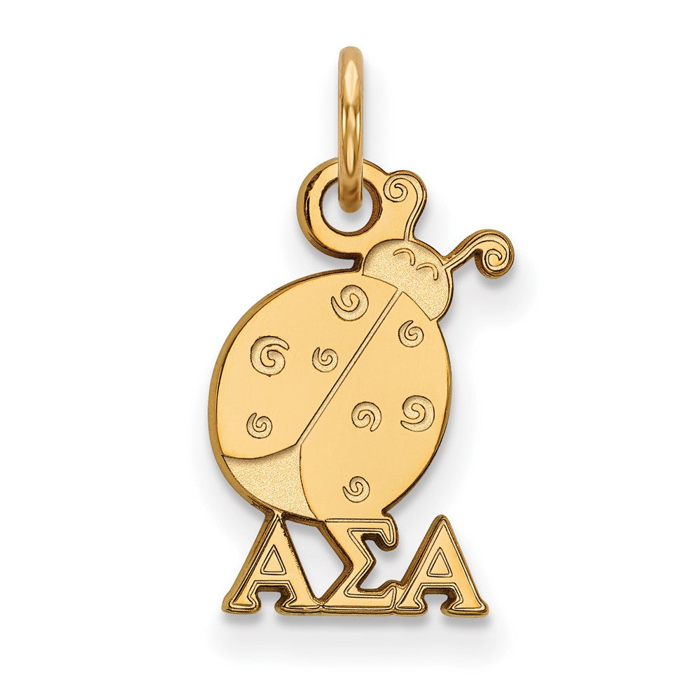 Vergoldet Sterlingsilber Logoart Alpha Sigma Sorority Symbol Extra Klein Anhänger