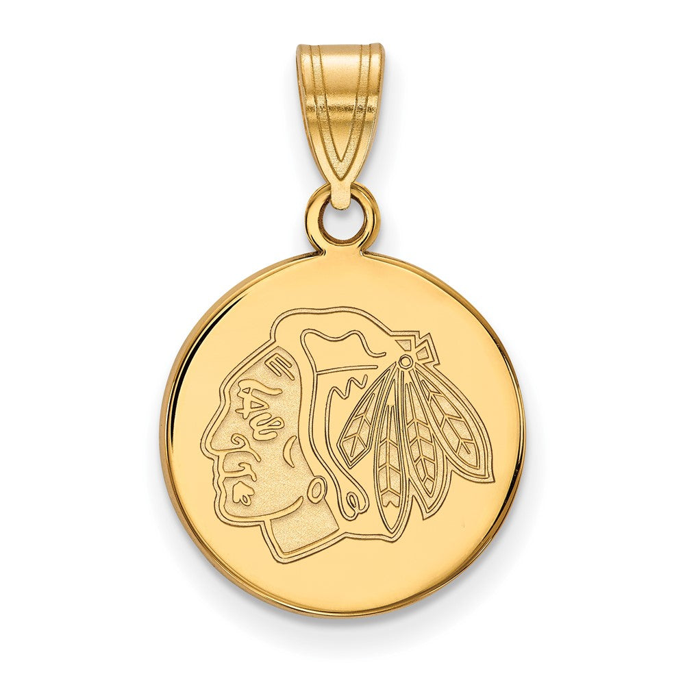10K Gelbgold Nhl Logoart Chicago Blackhawks Mittel Plättchen Anhänger