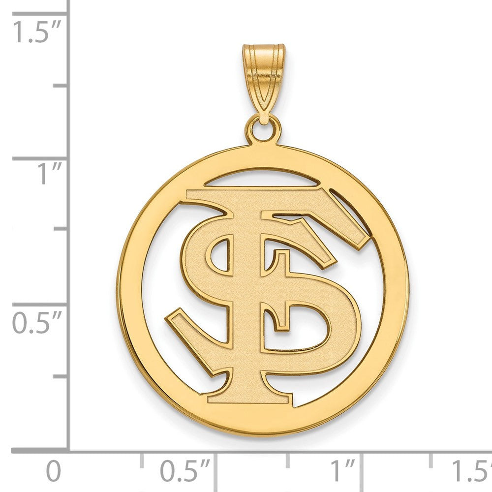 Vergoldet Sterlingsilber Rhodium Logoart Florida State University F S Extra Groß Kreis Anhänger