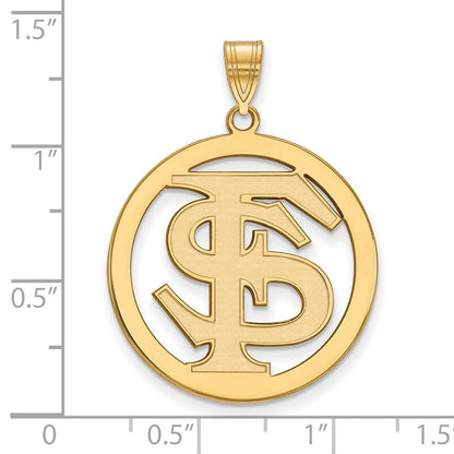 Vergoldet Sterlingsilber Rhodium Logoart Florida State University F S Extra Groß Kreis Anhänger