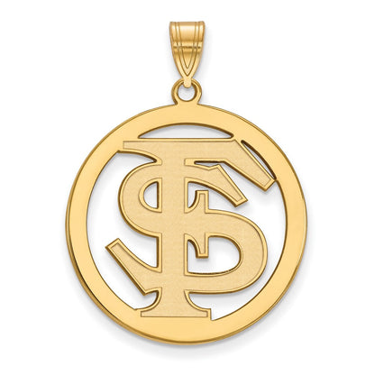 Vergoldet Sterlingsilber Rhodium Logoart Florida State University F S Extra Groß Kreis Anhänger