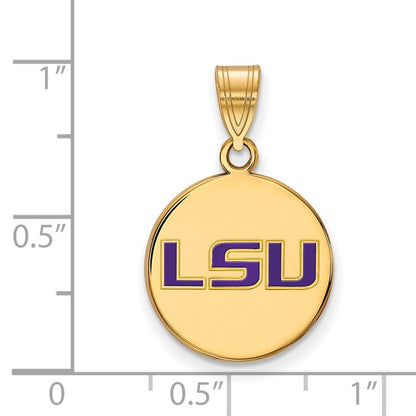 Vergoldet Sterlingsilber Logoart Louisiana State University L S U Mittel Emailliert Plättchen Anhänger