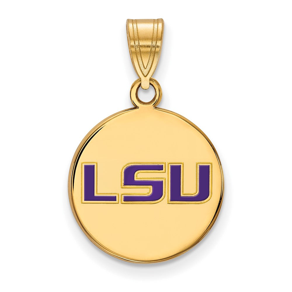 Vergoldet Sterlingsilber Logoart Louisiana State University L S U Mittel Emailliert Plättchen Anhänger