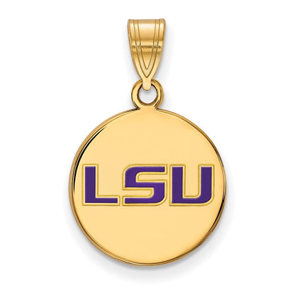 Vergoldet Sterlingsilber Logoart Louisiana State University L S U Mittel Emailliert Plättchen Anhänger