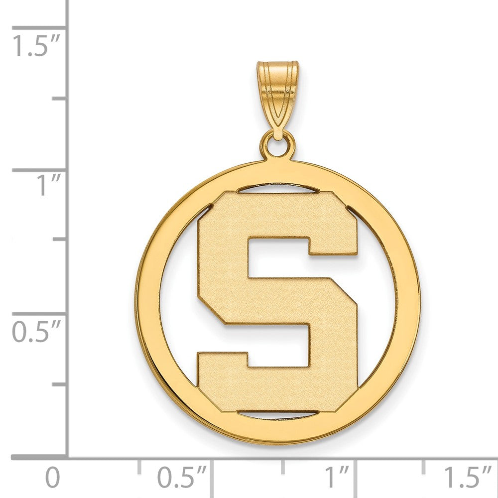 Vergoldet Sterlingsilber Logoart Michigan State University Buchstabe S Groß Kreis Anhänger