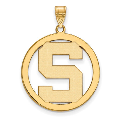 Vergoldet Sterlingsilber Logoart Michigan State University Buchstabe S Groß Kreis Anhänger