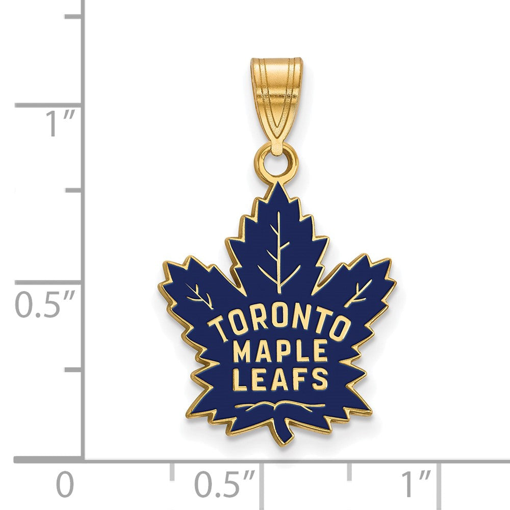 Vergoldet Sterlingsilber Nhl Logoart Toronto Maple Leafs Groß Emailliert Anhänger