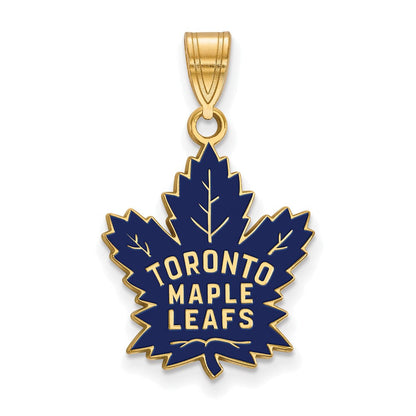 Vergoldet Sterlingsilber Nhl Logoart Toronto Maple Leafs Groß Emailliert Anhänger