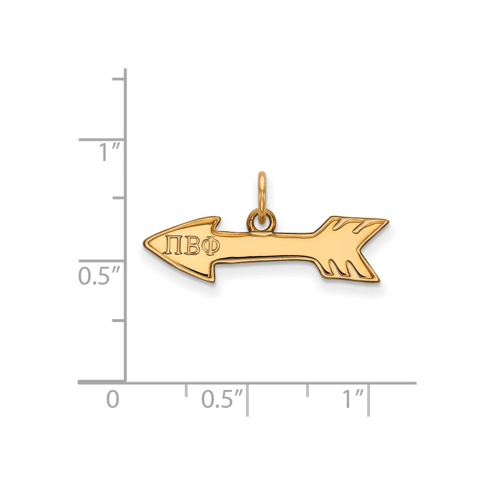 Vergoldet Sterlingsilber Logoart Pi Beta Phi Sorority Symbol Extra Klein Anhänger