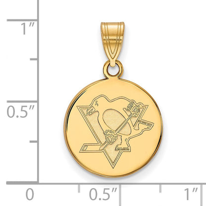 Vergoldet Sterlingsilber Nhl Logoart Pittsburgh Penguins Mittel Plättchen Anhänger