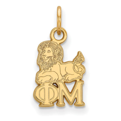 Vergoldet Sterlingsilber Logoart Phi Mu Sorority Symbol Extra Klein Anhänger