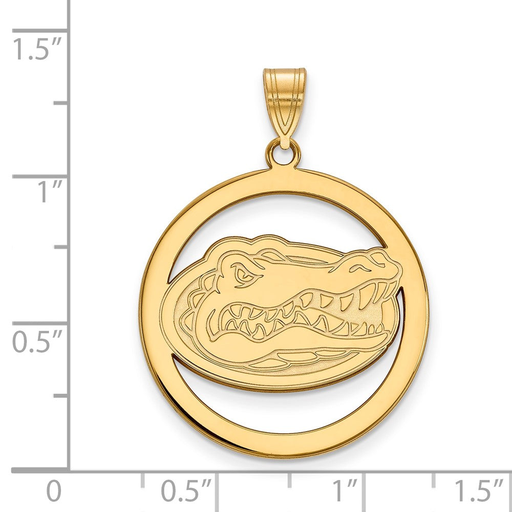 Vergoldet Sterlingsilber Logoart University Of Florida Gator Extra Groß Kreis Anhänger