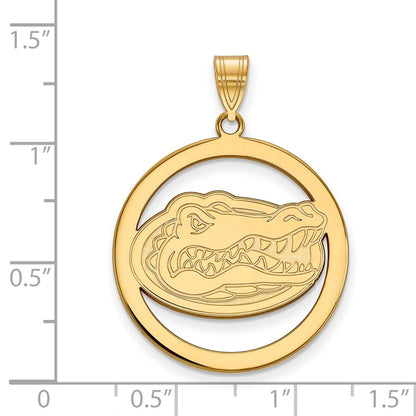 Vergoldet Sterlingsilber Logoart University Of Florida Gator Extra Groß Kreis Anhänger