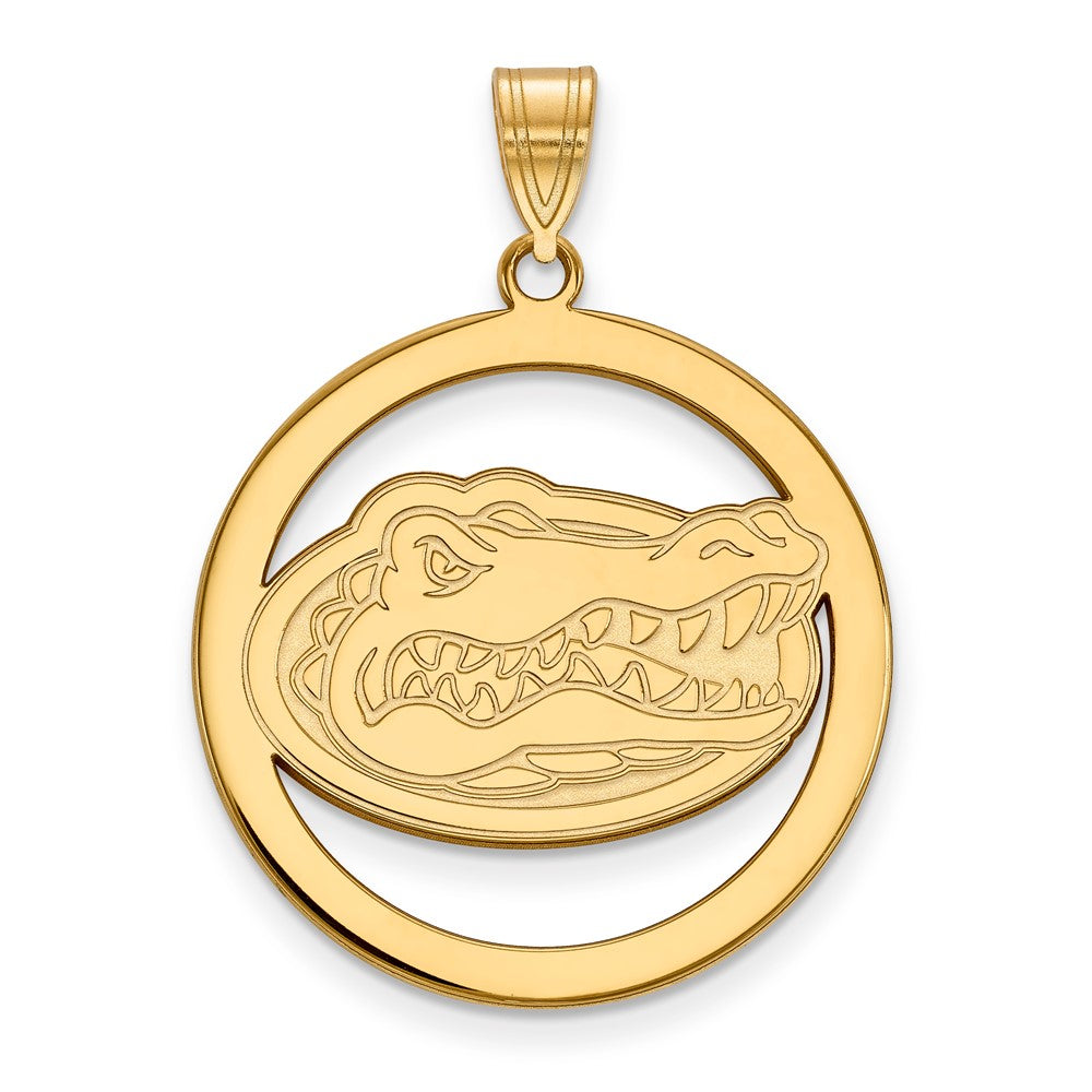 Vergoldet Sterlingsilber Logoart University Of Florida Gator Extra Groß Kreis Anhänger